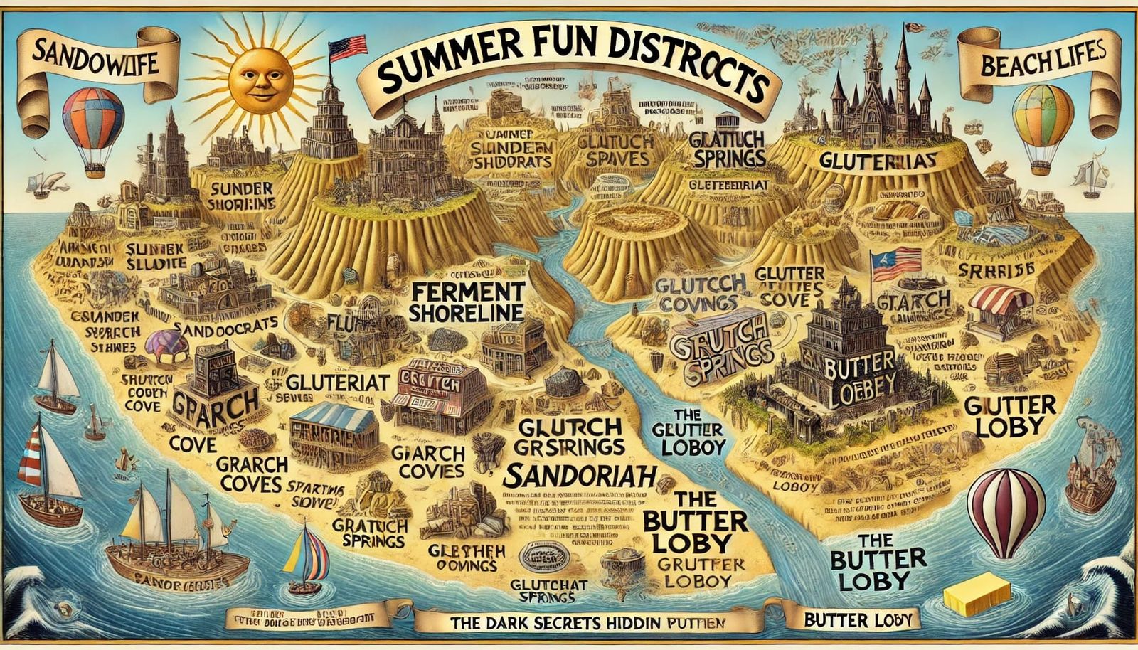 Buttery bread and gluten districts - navigation map