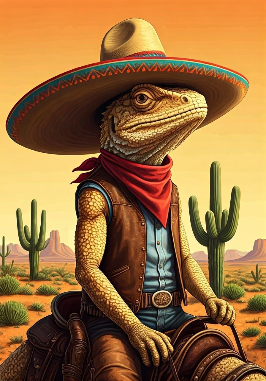Lizard in sombrero   by @Isaac