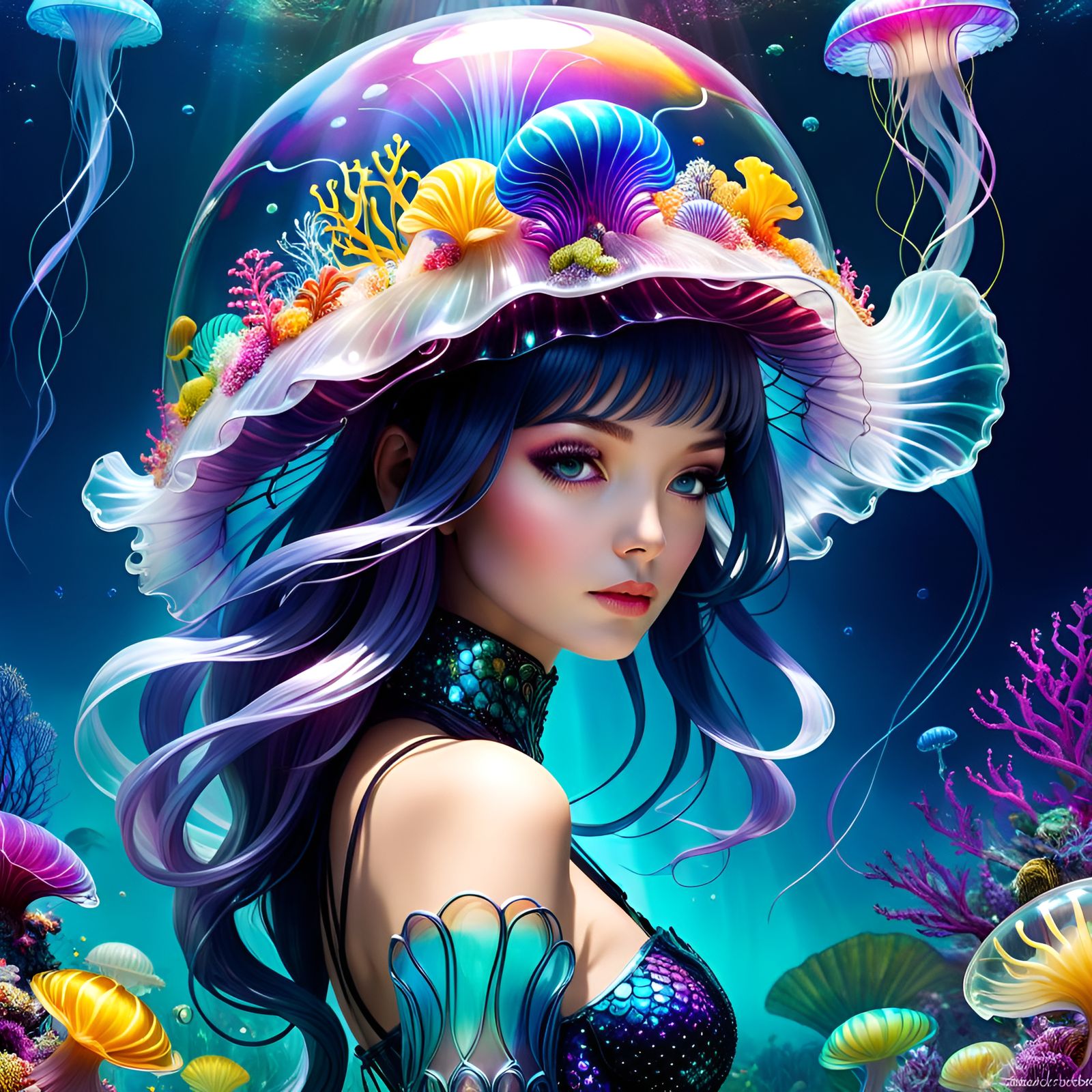 Jellyfish helmet AI Generated Artwork NightCafe Creator