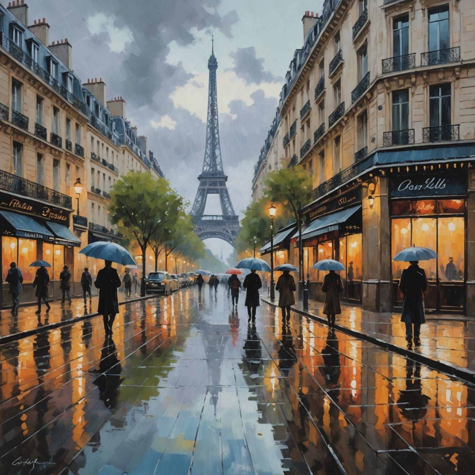 Rainy Day In Paris - Ai Generated Artwork - Nightcafe Creator