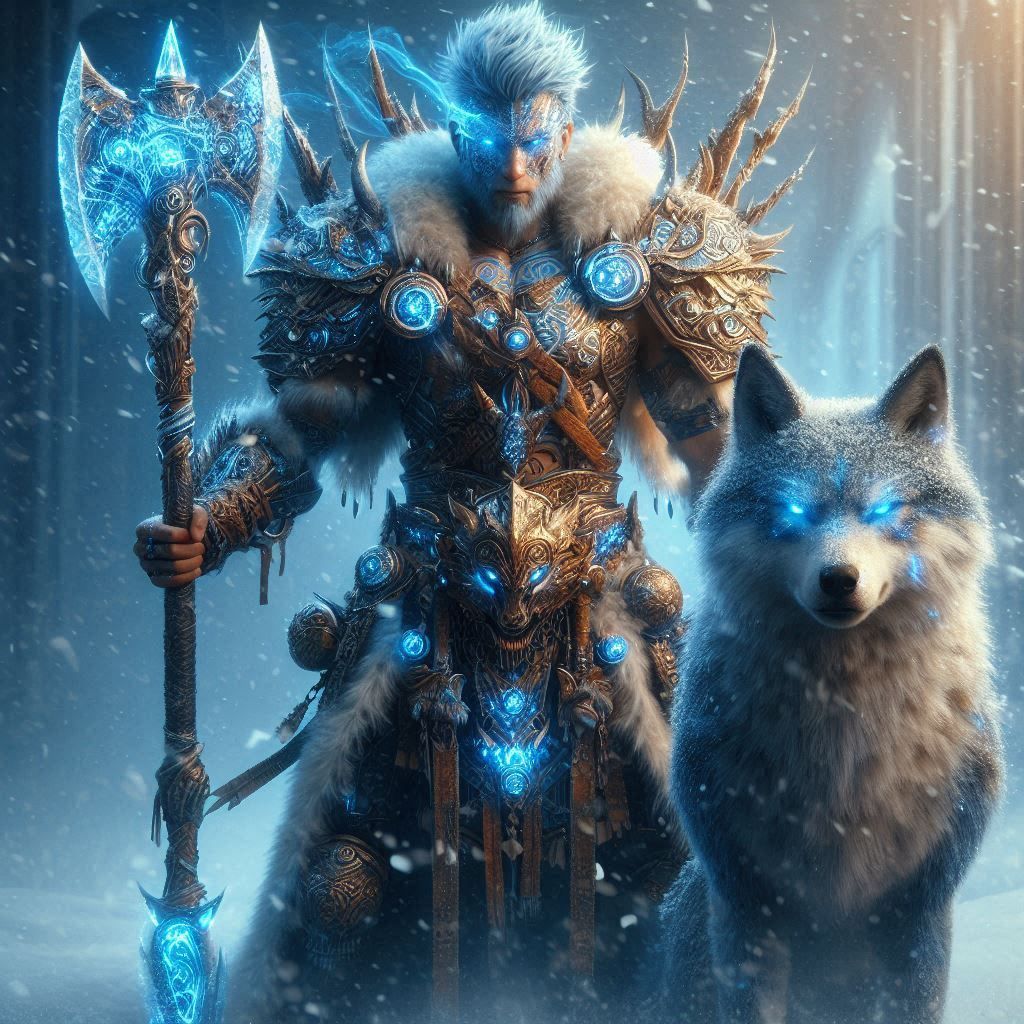 Tribal warrior and Wolf