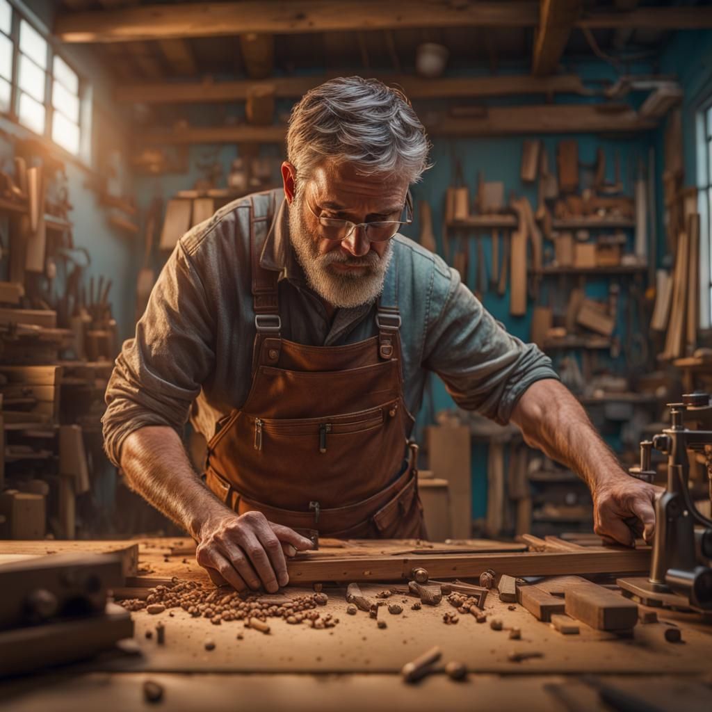 Woodworker in a cozy old workshop - AI Generated Artwork - NightCafe ...