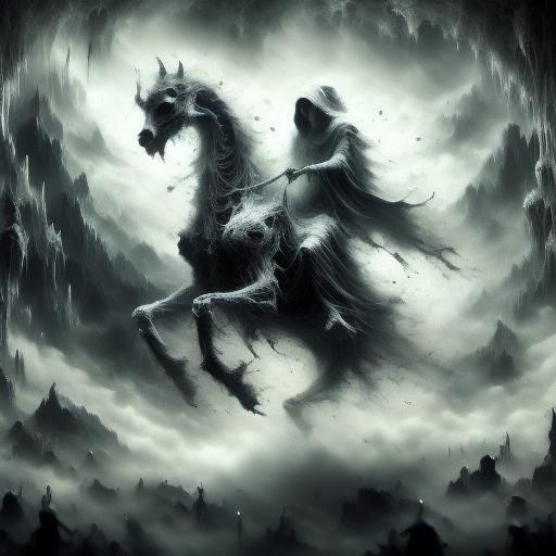 <lora:Black shapes:1.0> <lora:Suno:1.0> <lora:NIGHTMARE:1.0> Ein gruseliges Arbeitszimmer mit einem Geist. intricately detailed 8K resolutio...