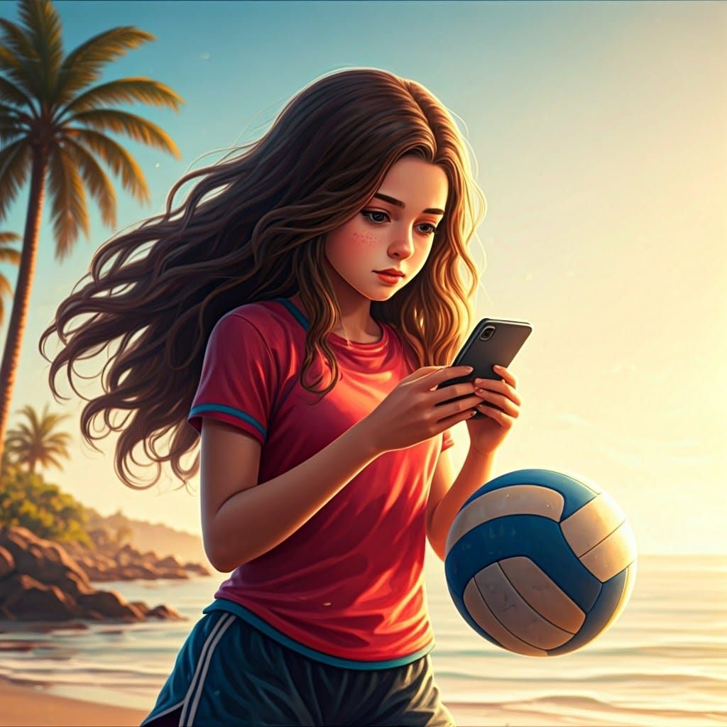 Volleyball Distraction: Detailed Matte Painting in Fantasy S...