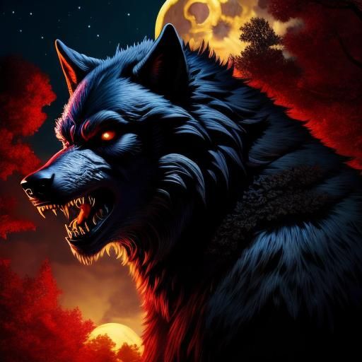  <lora:Fierce Werewolf SD:0.7>Photorealistic portrait of a Powerful anthropomorphic werewolf  under the moonlight. 