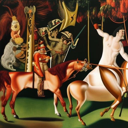 Centaur and Minotaur sing Elvis Presley's songs 
By Otto Dix...