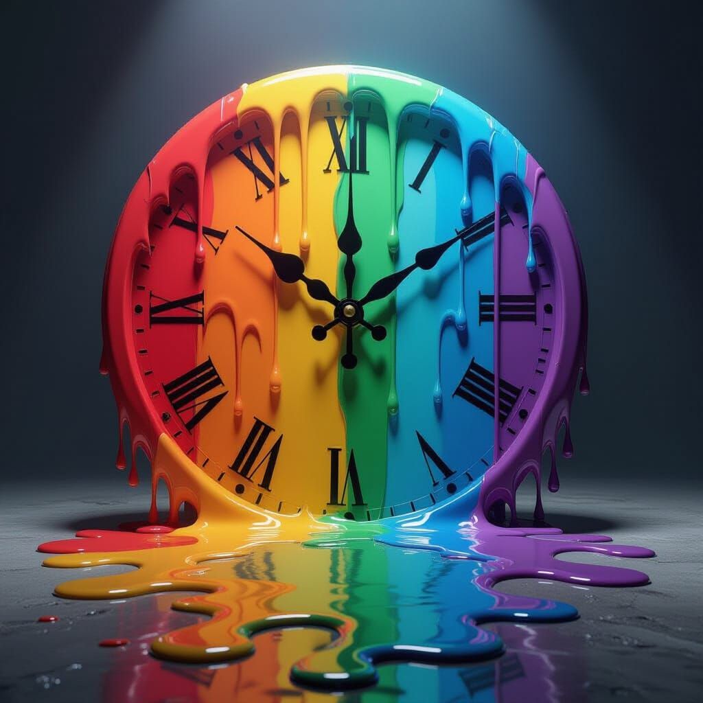 Surreal Melting Clock Dripping Like Paint