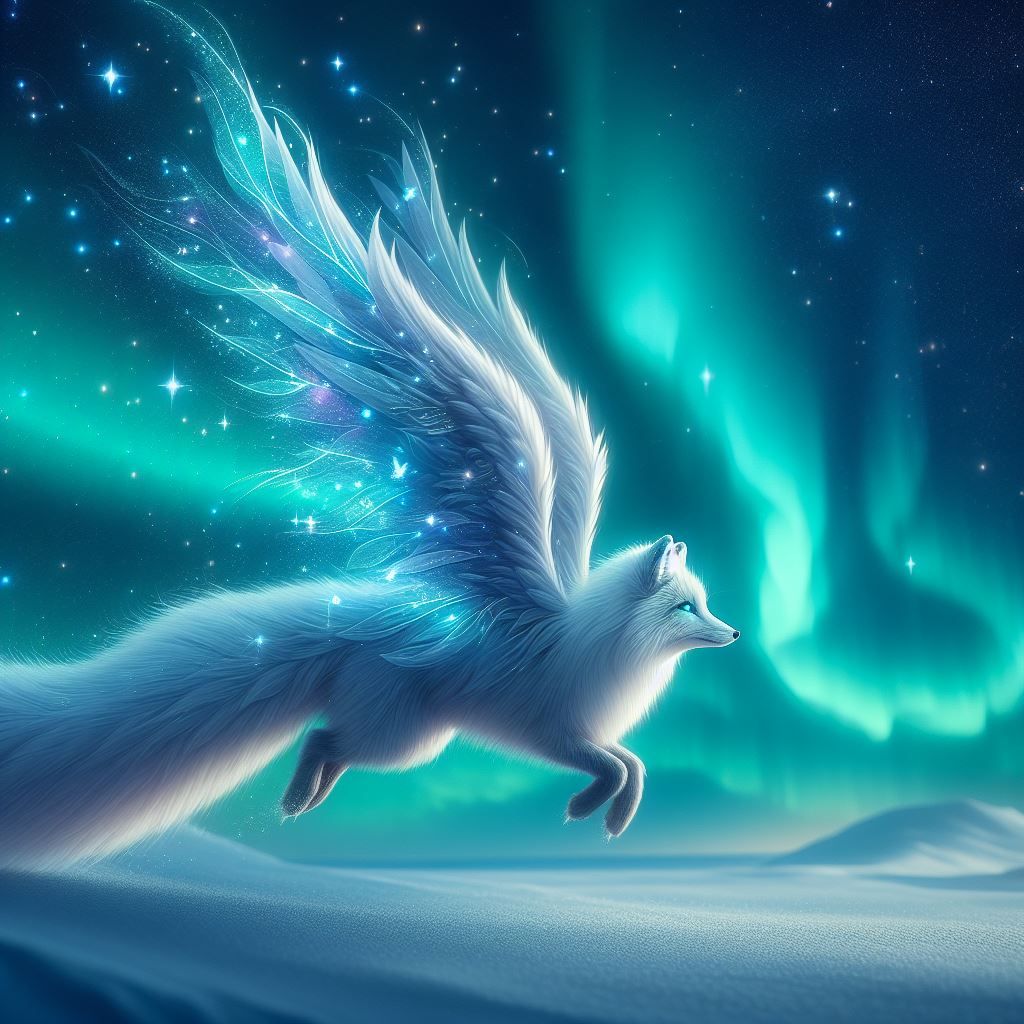 Fox making the northern lights