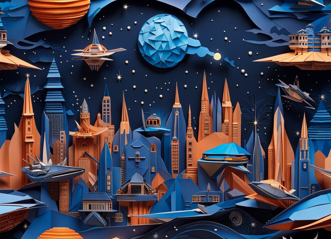 Stunning origami art of a futuristic city  by @Lua