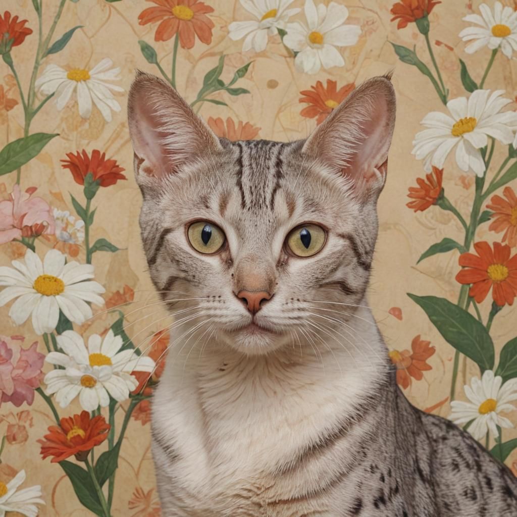 Egyptian Mau Cat Portrait in Expressive Style