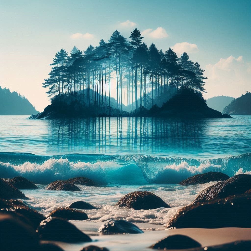 “Serenity in Duality: Beach and Forest Fusion”