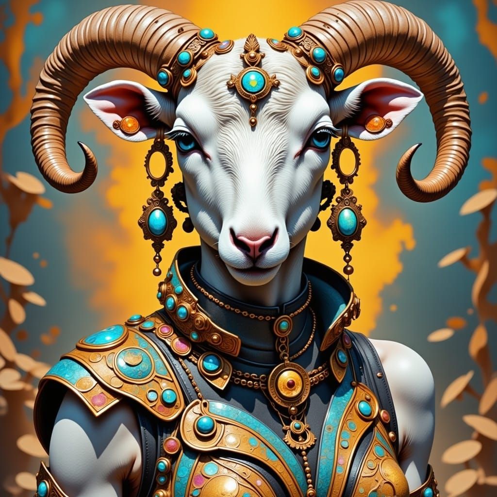 Hyperrealistic portrait of a beautiful woman wearing intricately detailed colorful clothing and futuristic jewellery. <lora:Caffeinated Wild...