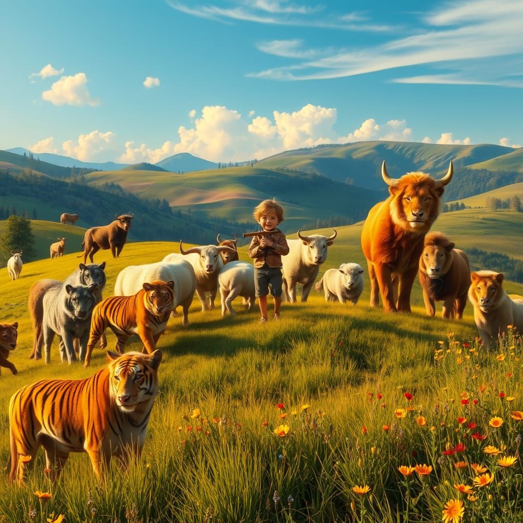 Serene Wildlife Scene in Realist Style