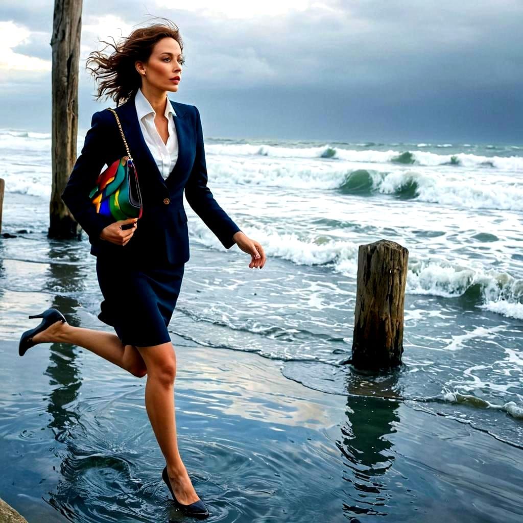 Surreal Lady in Vibrant Landscape