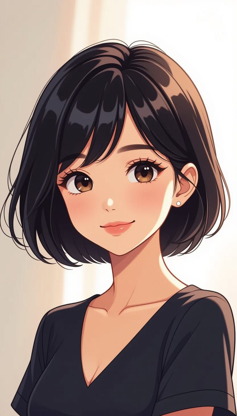 Adorable Thai Woman in Vibrant Anime Style