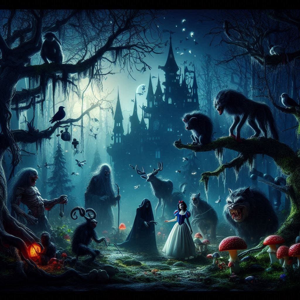a Brothers Grimm-inspired scene from "Snow White",