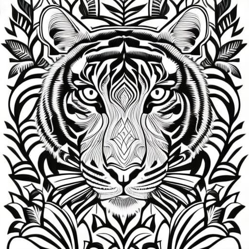 Tiger colouring page  by @Katharine Osborne