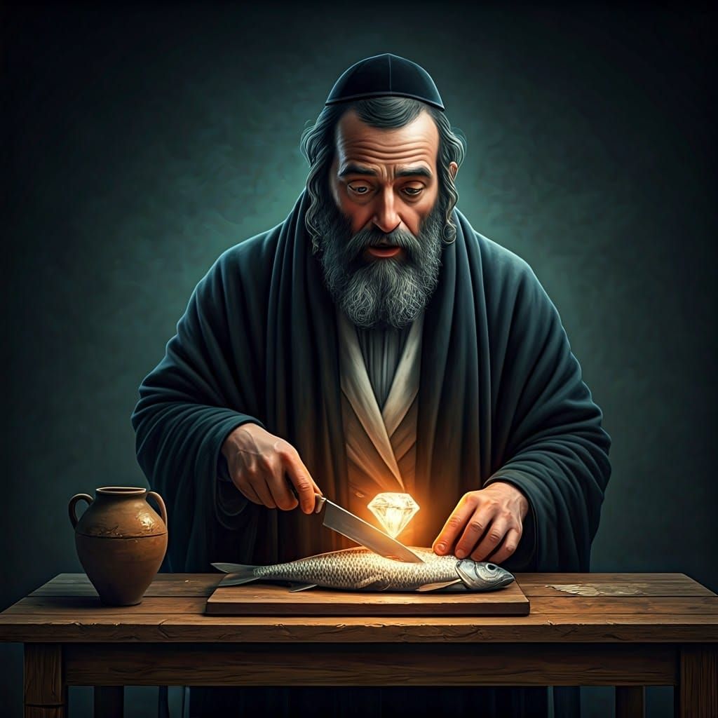 Mystified Jew Discovers Glowing Diamond within Fish in Tradi...