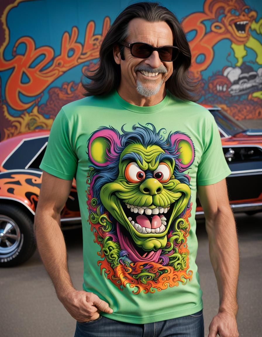 Step back into the rebellious and vibrant 1970s with the Rat Fink