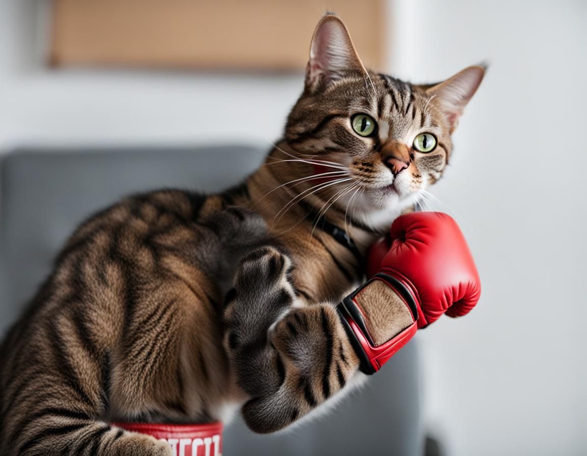 A cat boxing