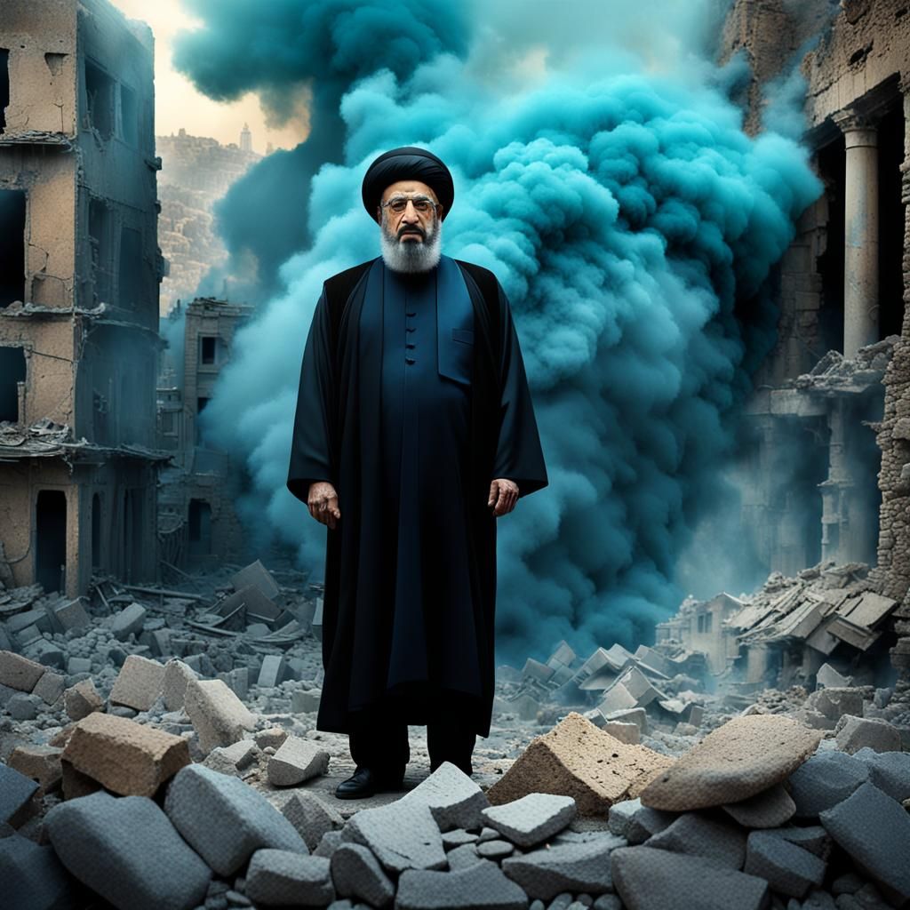 Hassan Nasrallah Portrait from Smoke and Ruins