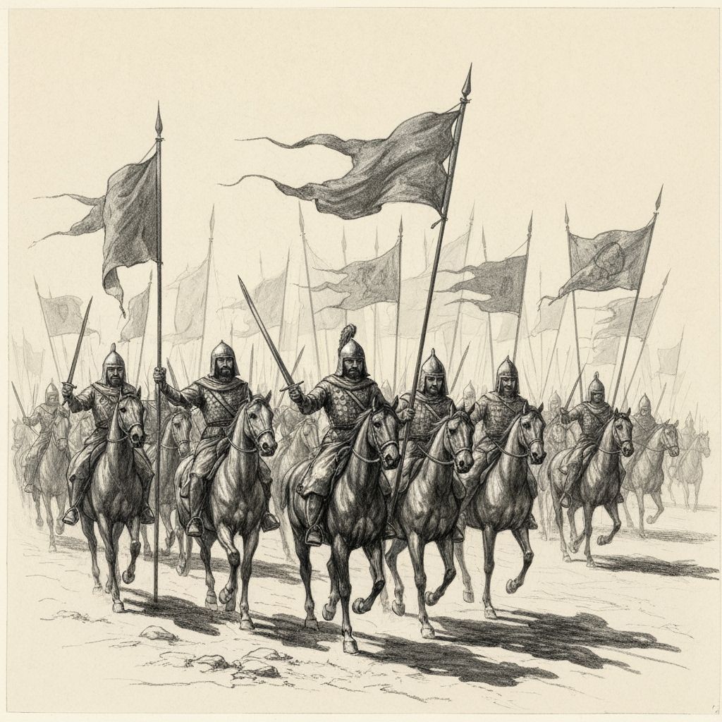 Other riders galloped forward now, banners of every color and shape and description billowing like wind-tossed sails above their heads, larg...