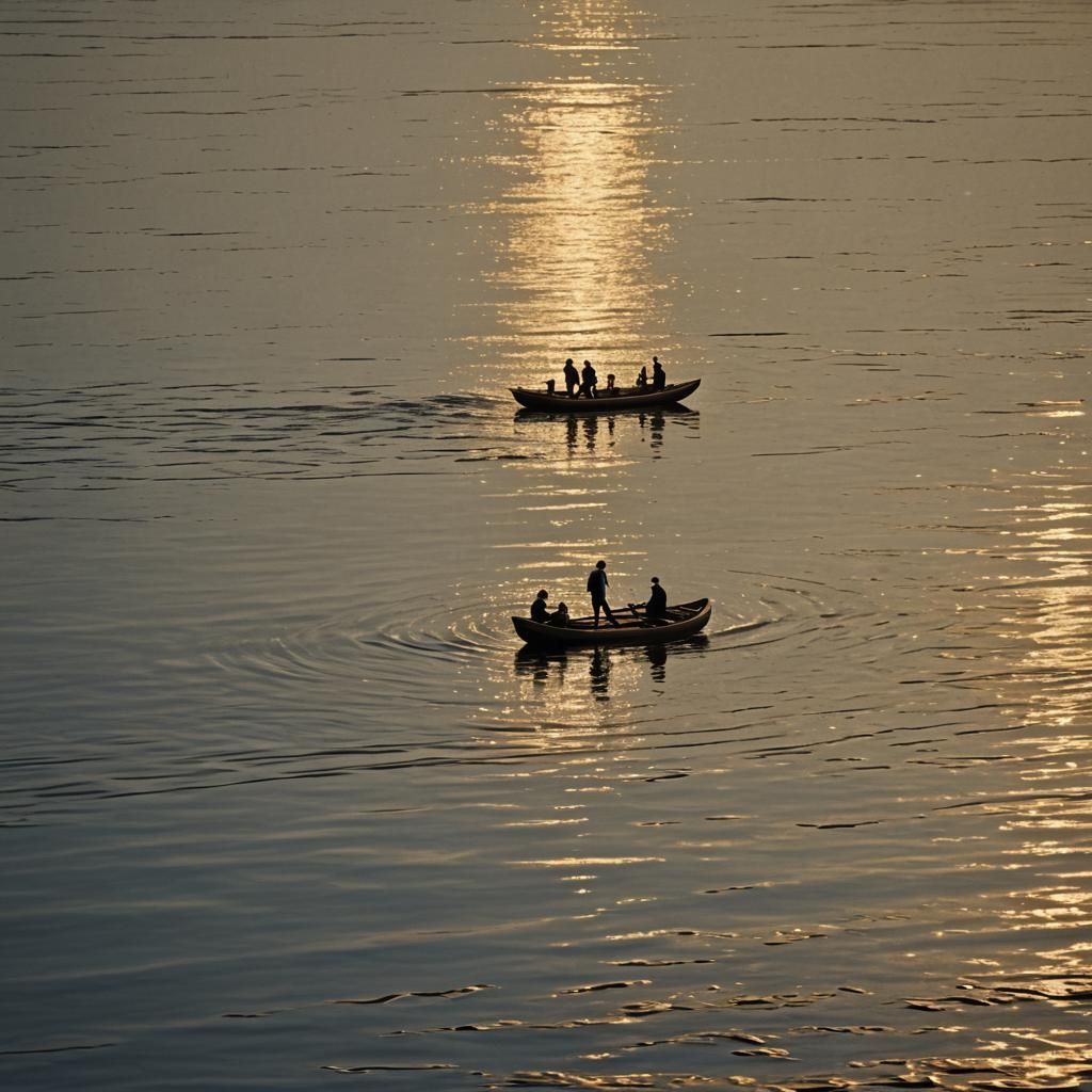 Moonlit Seascape: Two Figures on a Raft
