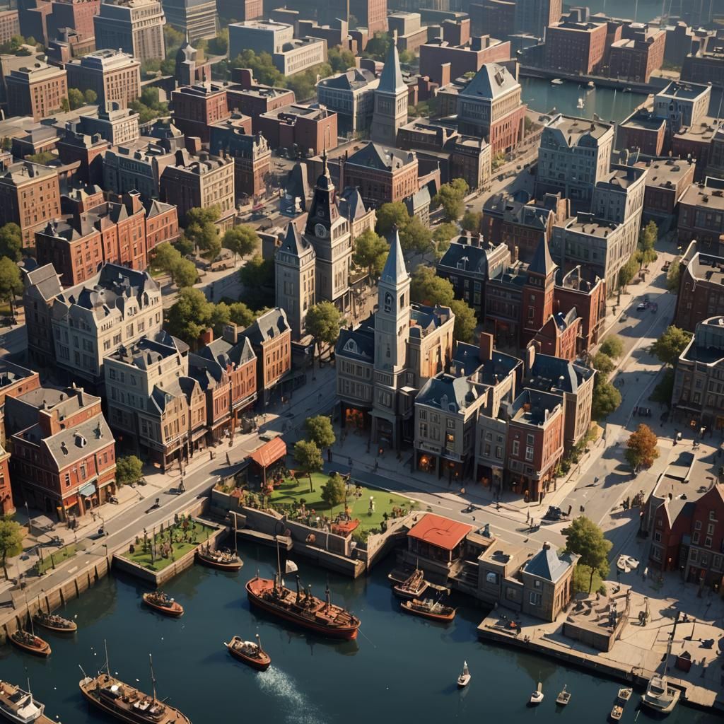 Baltimore Maryland, city with roll houses, a big city park, ...