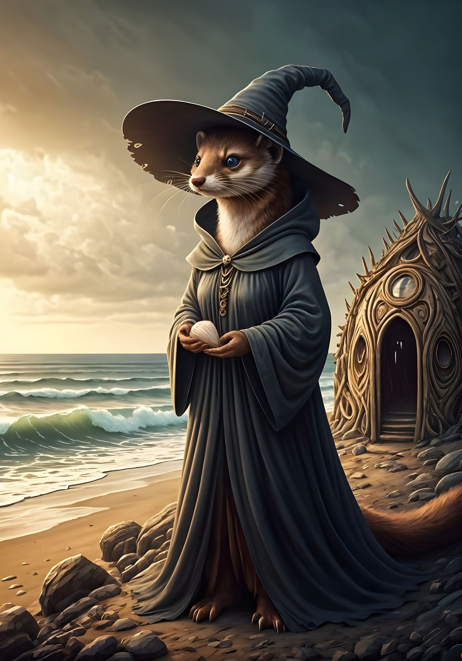 Weasel Witch who lives by the Sea  by @Artificial Artist