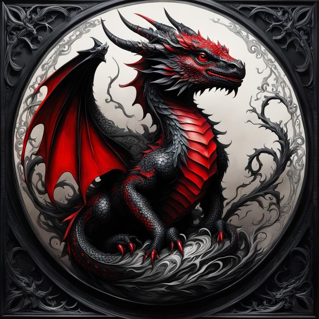 Red Black Dragon - AI Generated Artwork - NightCafe Creator