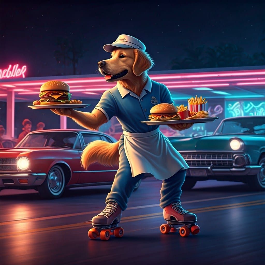 Dog Waitress on Wheels  by @Thomas