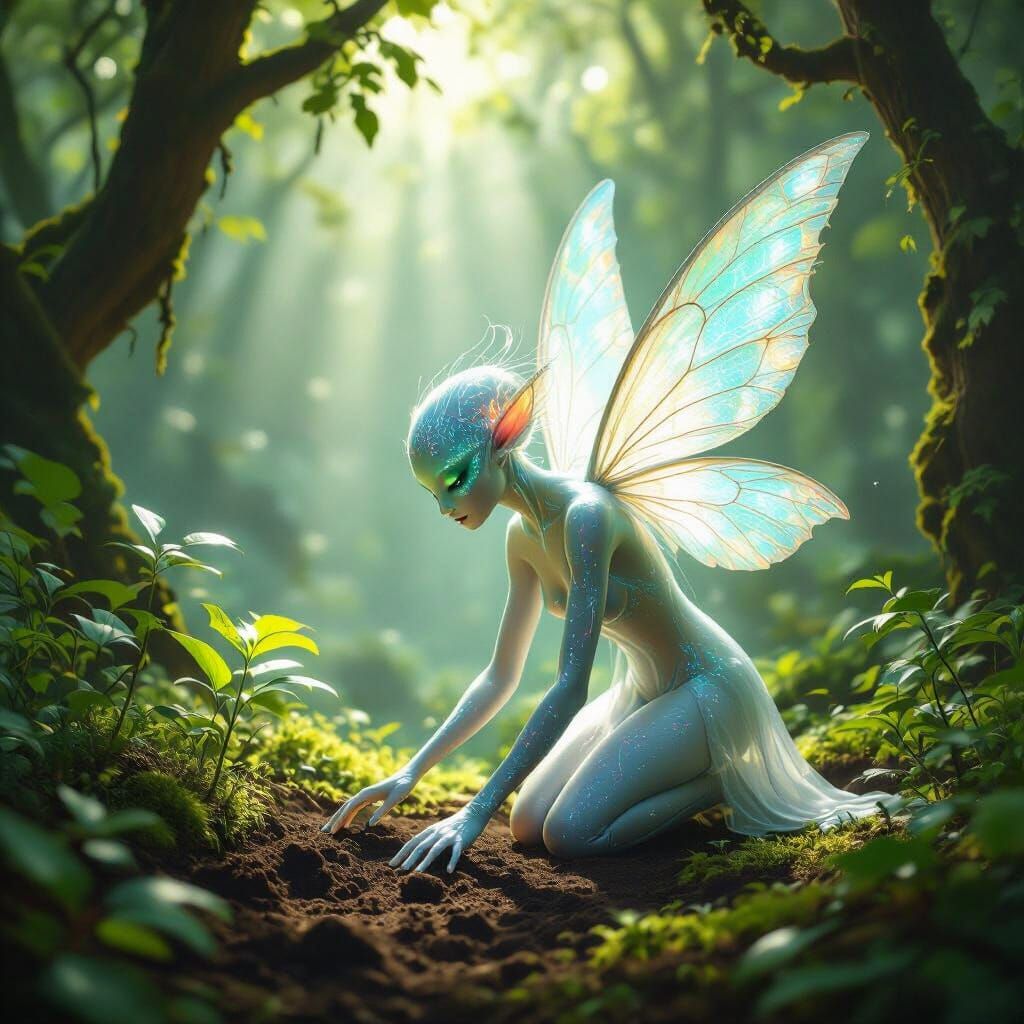 Ethereal alien on earth