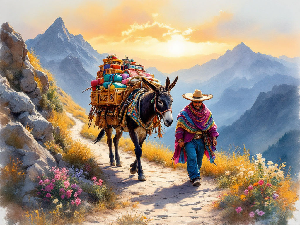 A donkey driver on a mountain path – MI