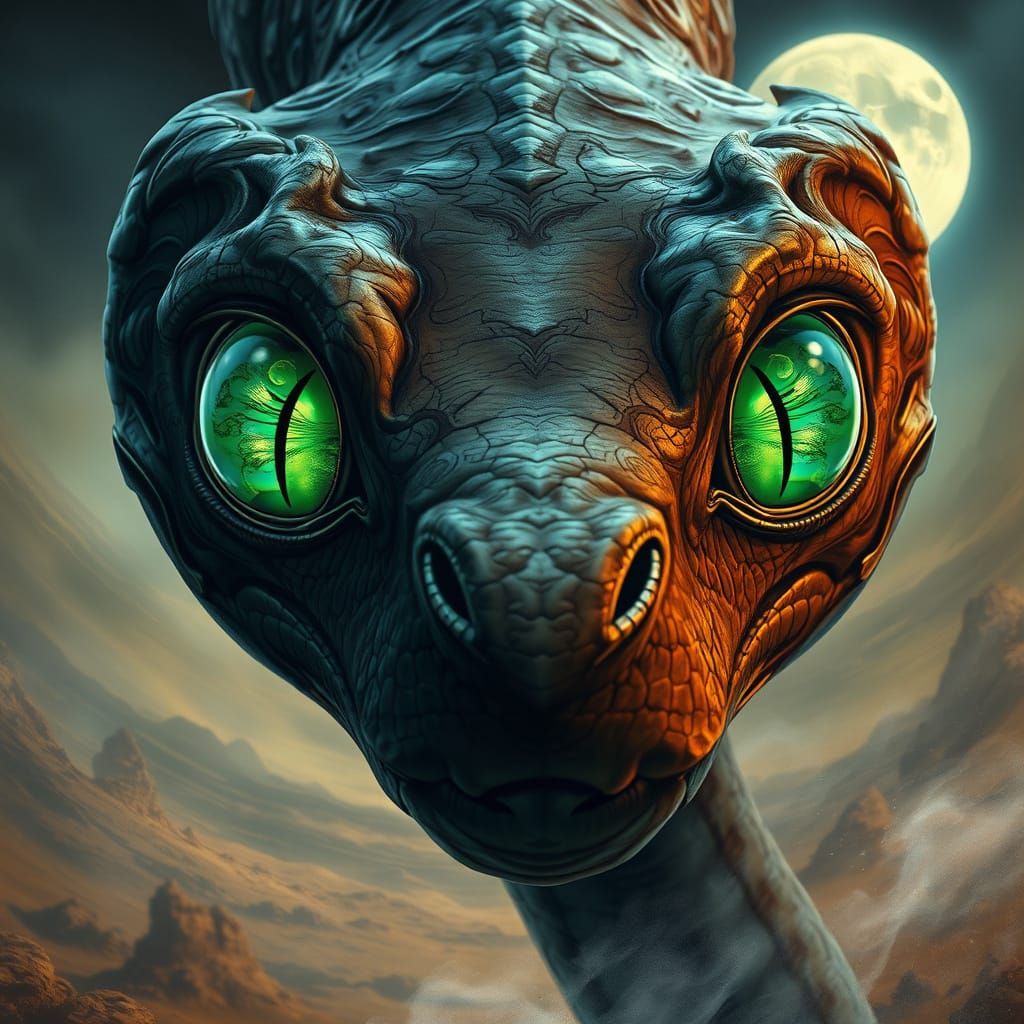 monster with emerald colored eyes  by @Igor_Darovskyi