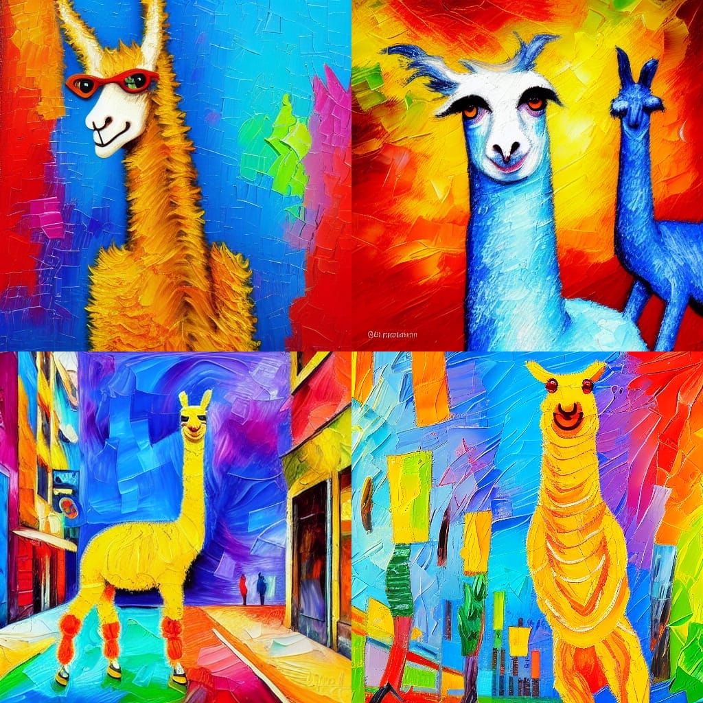A dancing llama on the street