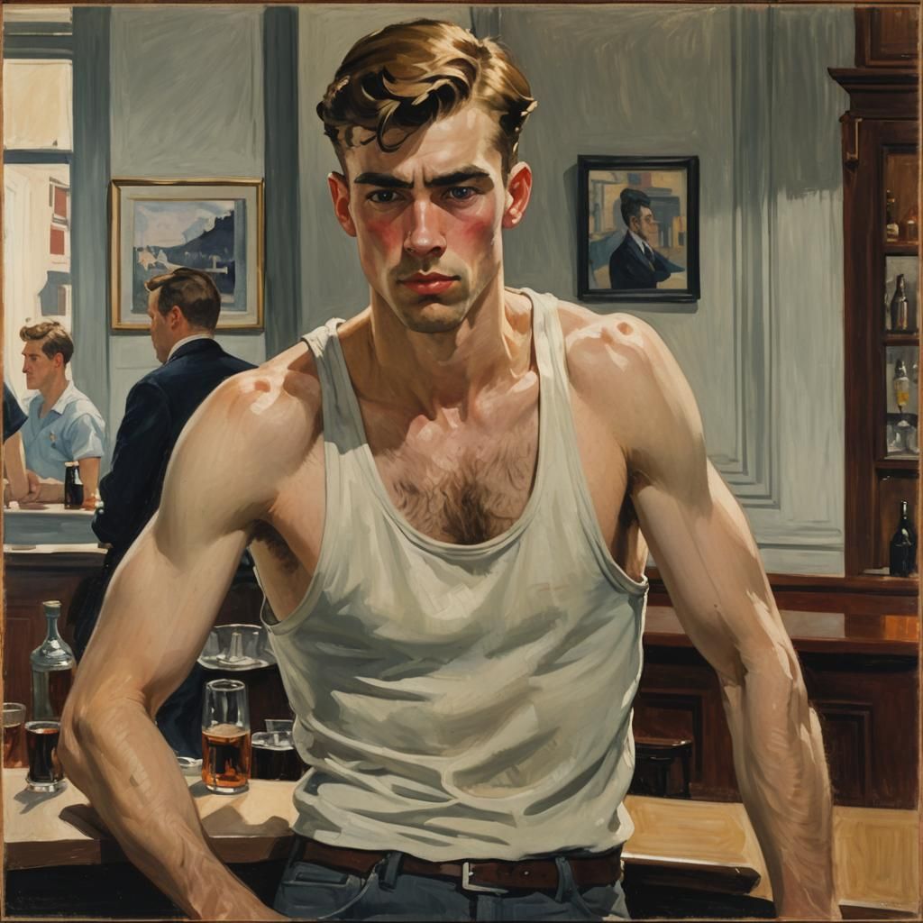 Portrait of man at bar  by @SpacetimeGuest