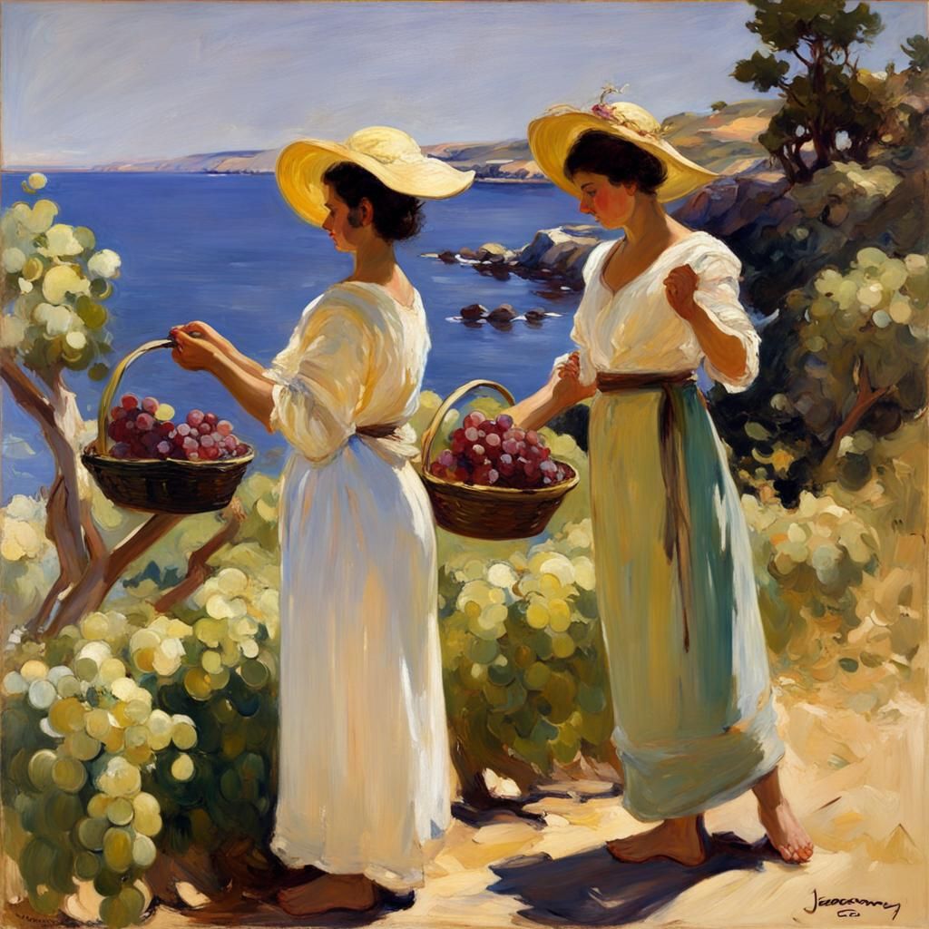 (painting_of_women_collecting_grapes) Joaquín Sorolla style ...