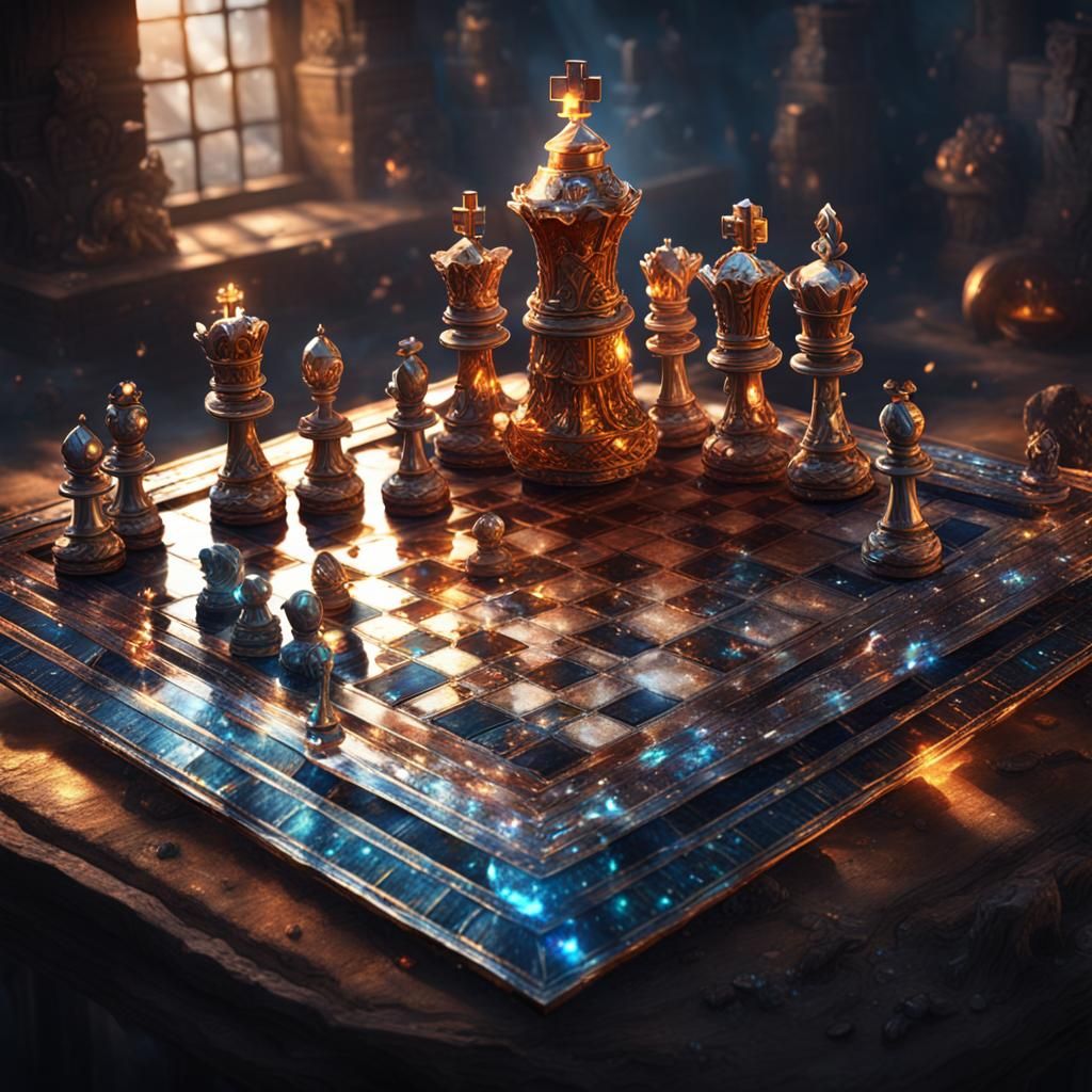 A crystal chess board,   by @Crazymoona