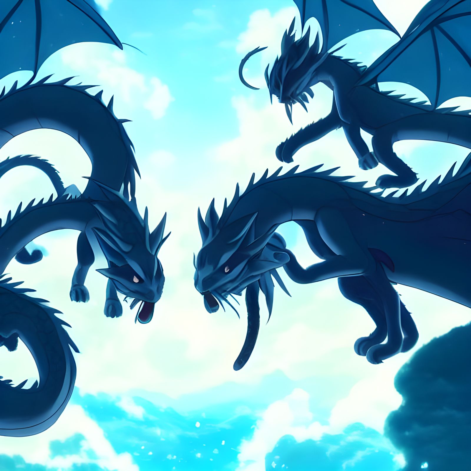 Dragon Kittens Fighting Anime Key Visual, by Makoto Shinkai,...