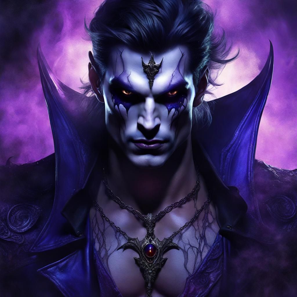 Blue and purple vampire - AI Generated Artwork - NightCafe Creator