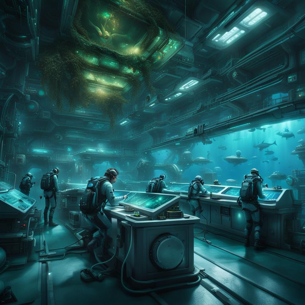 a high-tech laboratory nestled deep within an underwater res...