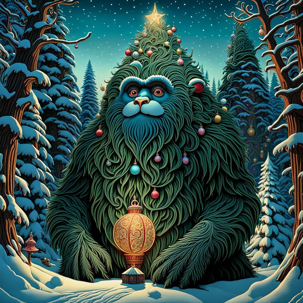 Yeti Christmas Tree AI Generated Artwork NightCafe Creator