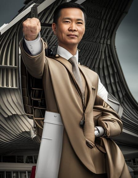 Wings Airways Thai Handsome Man CEO intricate details, HDR, ...