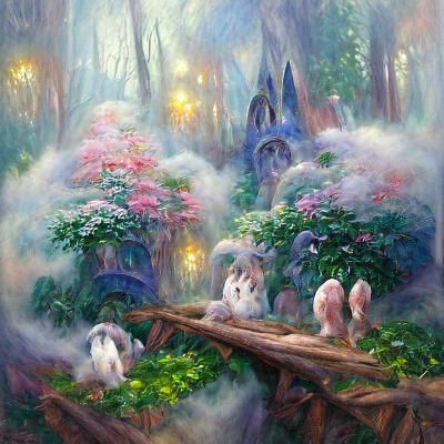 bunnies in magical forest