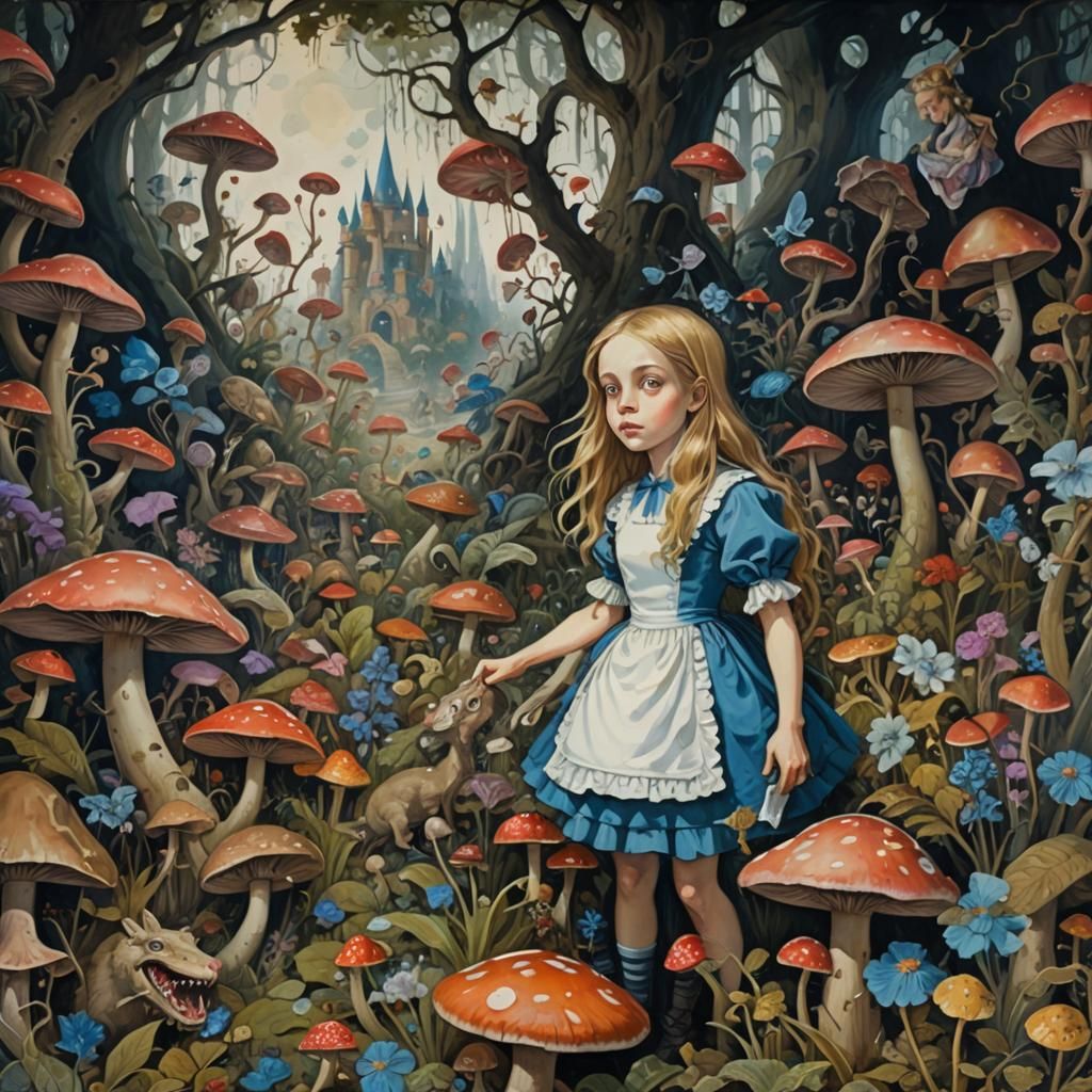 horror Gustave Doré Greg Rutkowski - Alice is in Wonderland,...
