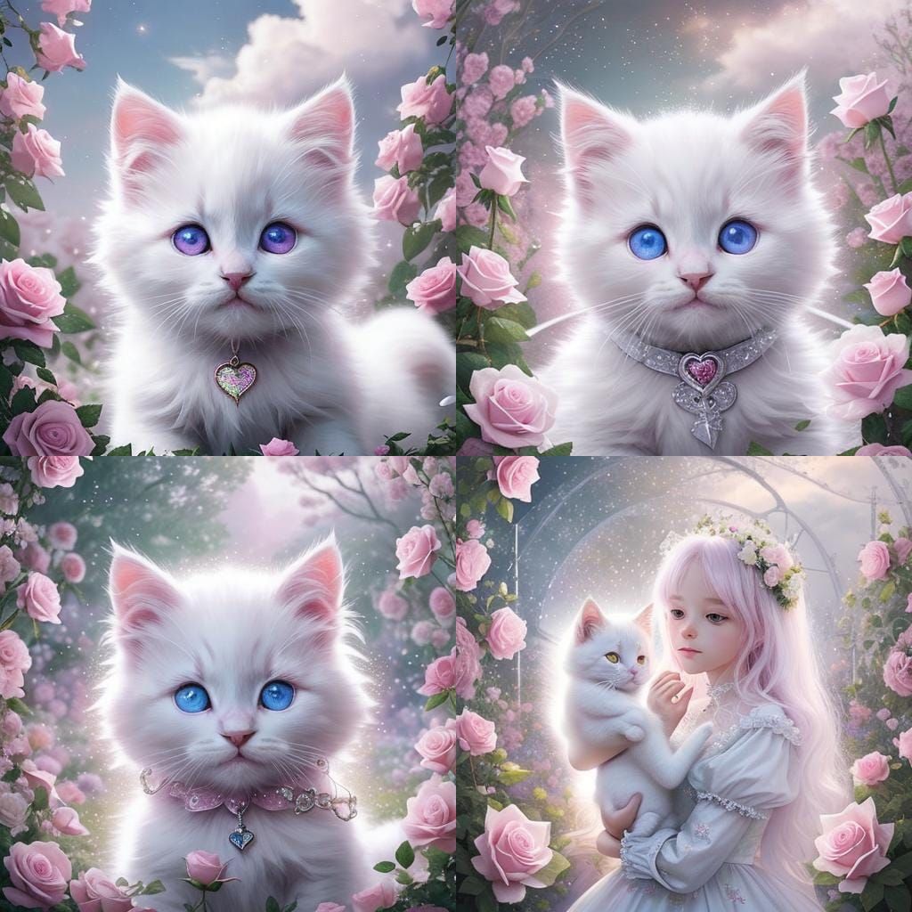 cute white kitten with beautiful eyes with glitter sparkles ...