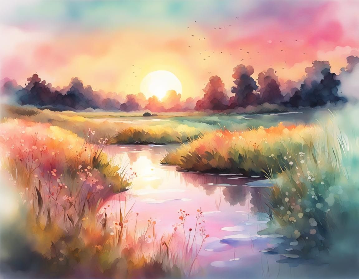 Watercolor river