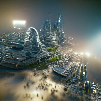 vray rendering of SciFi city
