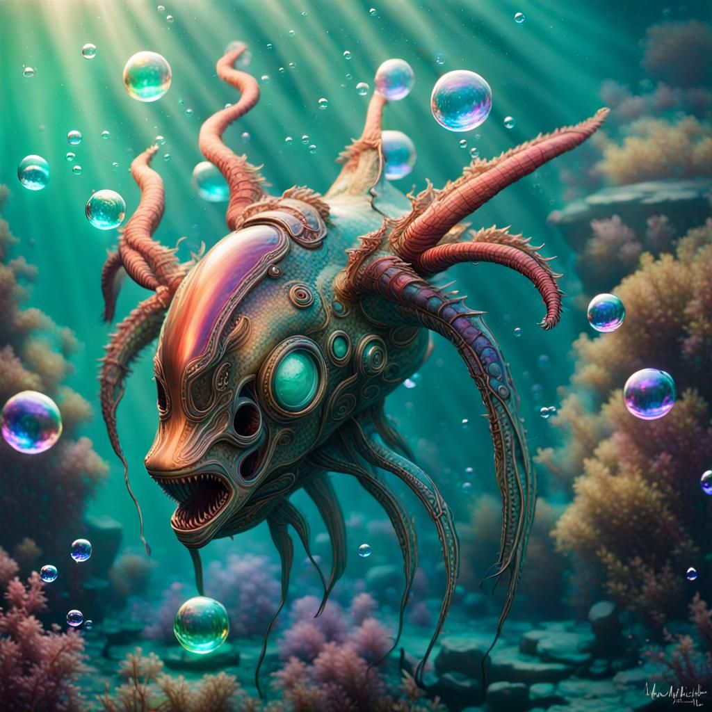 Alien fish with feelers. - AI Generated Artwork - NightCafe Creator