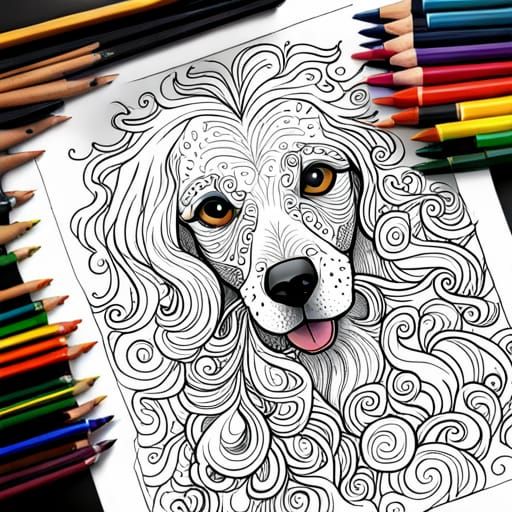 Doodling a Coloring Book Labradoodle 